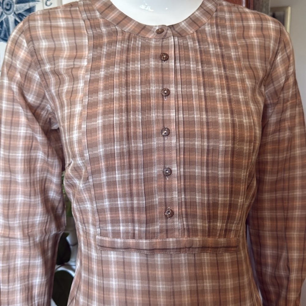 NWT northern reflections size small Plaid Long Sleeve Top - Brown - Picture 3 of 5